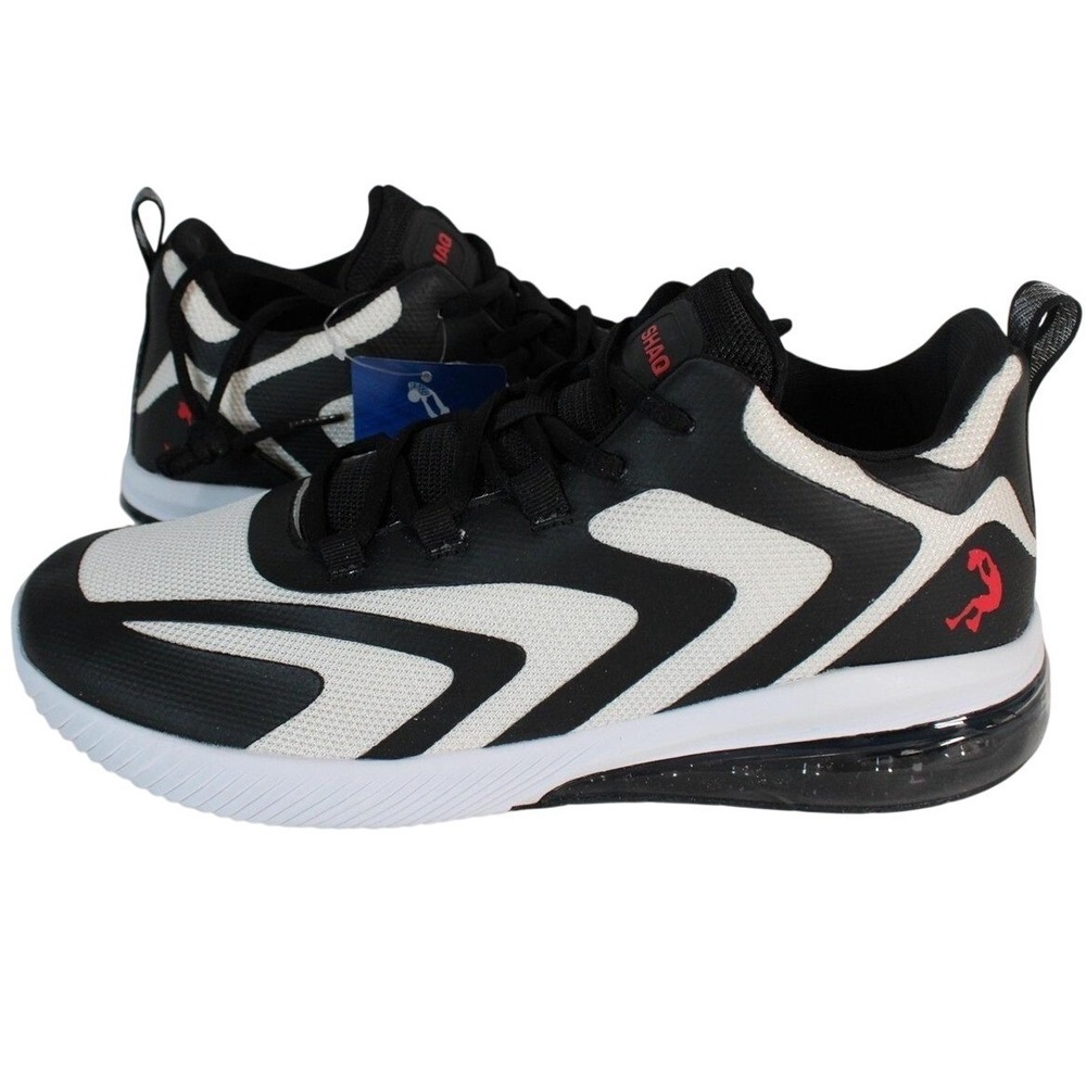 Shaq Mens 10.5 Basketball Shoes Black White Red Lace Up Athletic Sneakers New